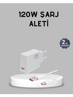 Shopwave 120W Süper Hızlı Şarj Adaptörü – Type-C Kablo Dahil, Yüksek Voltaj Korumalı