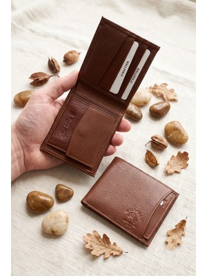 Willpolo Hakiki Natural Deri Bozuk Para Bölmeli Çıkma Kartlıklı Kanguru Model Yatay Deri Cüzdan ( 11 x 9 cm )