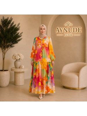 Aynude Çiçek Desenli Elbise