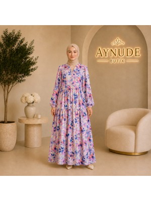 Aynude Çiçek Desenli Elbise