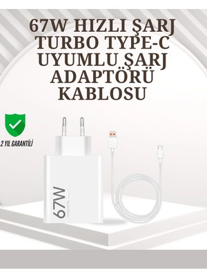 Shopwave Type-C Uyumlu 67W Turbo Hızlı Şarj Aleti Akıllı Koruma Sistemli