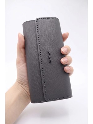 Willpolo Hakiki Dana Derisi Telefon Bölmeli Mıknatıs Kapaklı Kadın El Portföyü (19X9,5 Cm)