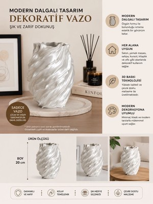 Emas Design Modern Dalgalı Tasarım Dekoratif Vazo – Şık Ev ve Masa Dekoru