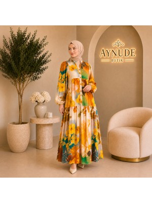 Aynude Çiçek Desenli Elbise