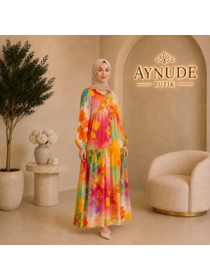 Aynude Çiçek Desenli Elbise