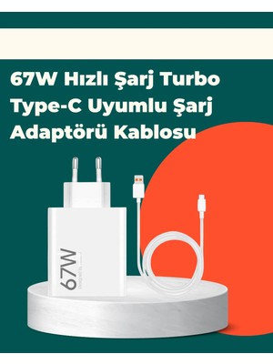 Shopwave Güvenli ve Hızlı Şarj Için 67W Turbo Adaptör Type-C Kablo ile