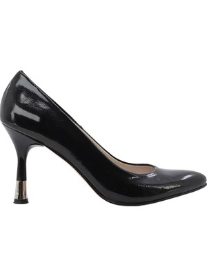 Kadın Rugan Sivri Burun Stiletto Siyah - Hobby FB26072R