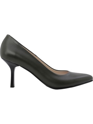 Kadın Hakiki Deri Sivri Burun Stiletto Yeşil - Hobby FB26070D