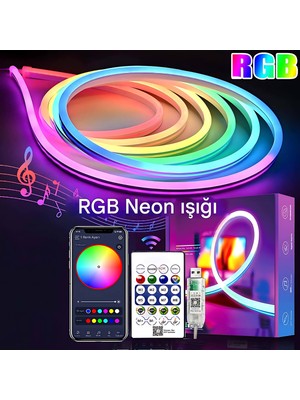Empressco Idragon 5V Rgb Neon Şerit LED Lamba 10 Metre Telefon ve Kumanda ile Kontrol Sınırsız Renk Tak Çalıştır