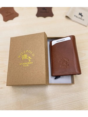 Willpolo Hakiki Dana Derisi Natural Mekanizmalı Otomatik Taba Renk Kartlık Cüzdan (10X8,5 Cm)