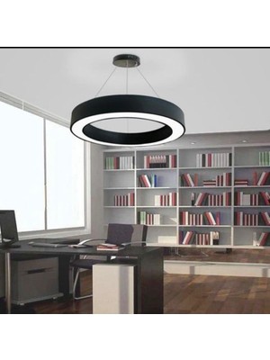 AVİZE Modern Siyah LED Sarkıt Avize – Yuvarlak Halka Tasarımlı Dekoratif Tavan Lambası 40çap