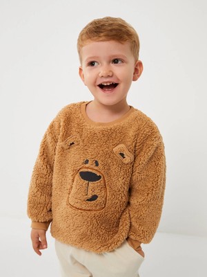 Lc Waikiki Yeni Sezon Bisiklet Yaka Uzun Kollu Nakış Detaylı Pelüş Erkek Çocuk  Sweatshirt