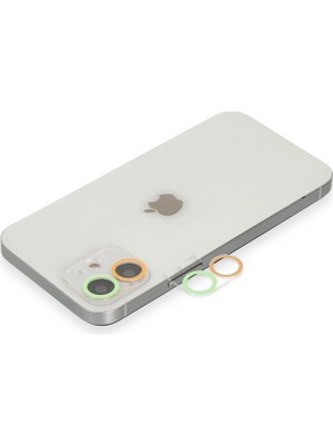 Magicool Iphone 12 Mini Renkli Kamera Lens Koruma Cam - Turuncu-Yeşil