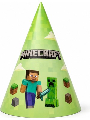 Bkmc Party Minecraft Parti Şapkası | Minecraft Temalı Doğum Günü Şapkası | Çocuk Parti Malzemesi Doğum Günü Parti Seti Süsü