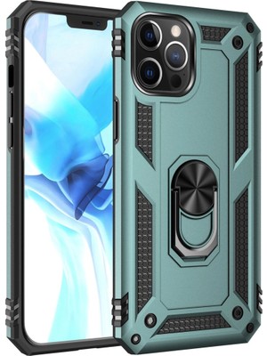 Magicool Iphone 12 Pro Max Kılıf Sofya Yüzüklü Silikon Kapak - Yeşil