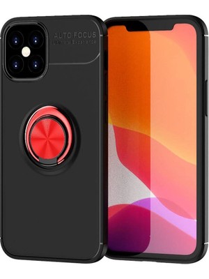 Magicool Iphone 12 Mini Kılıf Range Yüzüklü Silikon - Siyah-Kırmızı