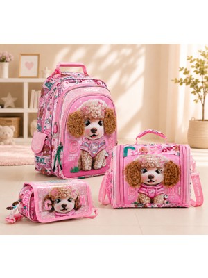 Chimola Puffy Poodle Princess 3'lü Okul Çanta Seti