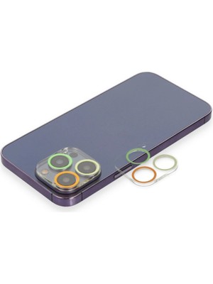 Magicool Iphone 12 Pro Max Renkli Kamera Lens Koruma Cam - Sarı-Turuncu