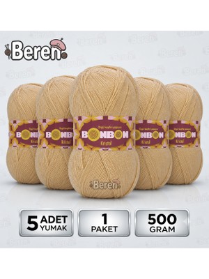 Nako Bonbon Kristal - Deve Tüyü (98293) - 5'li Paket - 100GR/475M - Ince Lif El Örgü Ipi - Şal Bluz Ipi