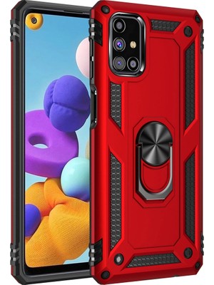 Magicool Samsung Galaxy M31S Kılıf Sofya Yüzüklü Silikon Kapak - Kırmızı