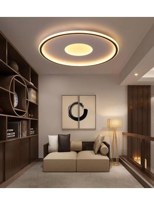 AVİZE Modern LED Tavan Avizesi Ortası Işıklı – Yuvarlak Halka Tasarımlı Dekoratif Avize 40 Çap
