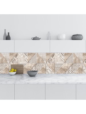 Renas Store Mutfak Tezgah Arası Folyo Fayans Kaplama Folyosu Kahverengi Desen 60X300 cm