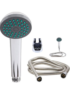 Renas Store BADEM10 Duş Seti Fişkiye Banyo Duş Başlığı Set Fiskiyesi Telefonu Yuvarlak Klasik Başlık Metal Hortum
