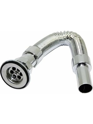 Renas Store Genel Krom Lavabo Sifonu, Körüklü, Ayarlanabilir 33-80 cm Uzunluk, Plastik, Beyaz
