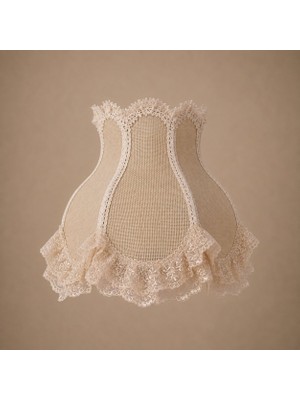 dekovien Bej Kadife Kaplı El Yapımı Abajur Şapkası 27X25CM