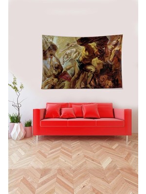 Renas Store Pelangi Çok Renkli Yük Taşıyan Adam Desenli Leke Tutmaz Kadife Kumaş Duvar Örtüsü Duvar Halısı Tapestry YWLL448, 140 x 140