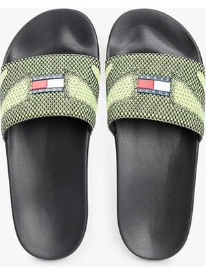 Tommy Hilfiger Jacquard Strap Slides In Green For Men