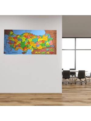 Hace Bazaar Renkli Türkiye Haritası Manyetik Yapıştırıcı Gerektirmeyen Duvar Stickerı 118 cm * 56 cm (4887)