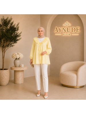 Aynude Fırfır Yaka Kadın Gömlek