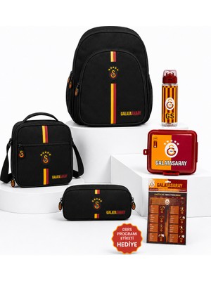Galatasaray Lisanslı 5’li Okul Çantası Seti Sırt Çantası Beslenme Çantası Kalemlik Matara Beslenme Kabı