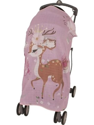 Sevi Bebe Müslin Bebek Arabası Örtüsü Pano Baskılı Ceylan