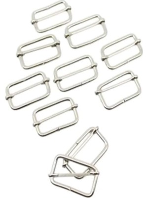 Renas Store Usin 6 Adet 2 cm Lik Metal Gümüş Çanta Sapı Kemer Dar Kolon Kumaş Boy Ayar Tokası Klipsi