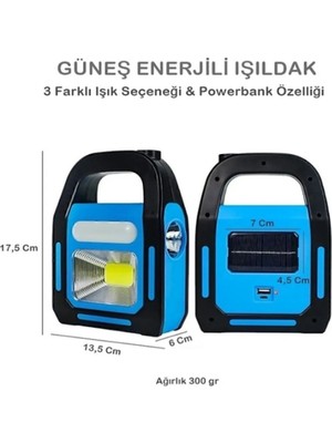Atalier Coco Güneş Enerjili Işıldak ve Powerbank Özellikli Kamp Lambası