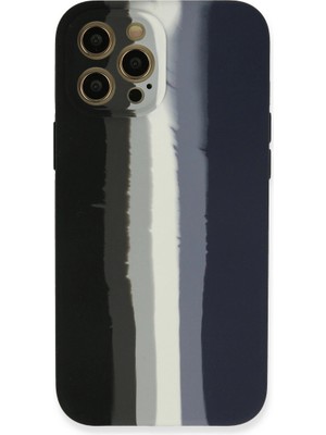Magicool Iphone 12 Pro Max Kılıf Ebruli Lansman Silikon - Siyah-Lacivert