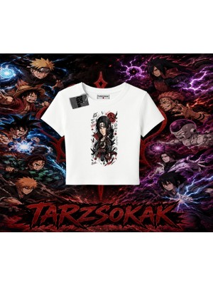 Tarzsokak Itachi Uchiha Naruto Anime Karakteri Kadın Baby Tee Beyaz