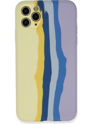 Magicool Iphone 11 Pro Kılıf Ebruli Lansman Silikon - Sarı-Lila