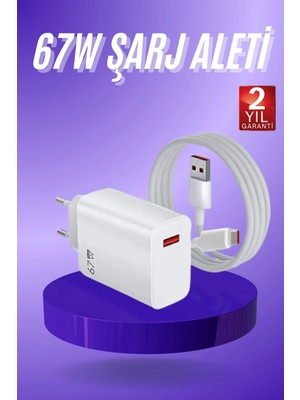 Shopwave Beyaz Ultra Plus Hızlı Şarj Seti Şarj Adaptörü ve Kablosu 67W
