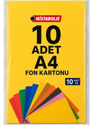 Renas Store A4 Renkli Fon Kartonu 23 x 34 cm 10 Renk