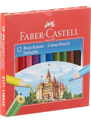 Renas Store Faber-Castell Karton Kutu Boya Kalemi, 12 Renk, Yarım Boy, Parlak ve Canlı Renkler, Örtücü Etki, Uç Kırılmasına Karşı Dayanıklılığı Artıran Özel Yapıştırma Sistemi