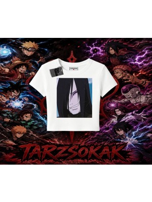 Tarzsokak Orochimaru Naruto Anime Karakter Kadın Baby Tee Beyaz