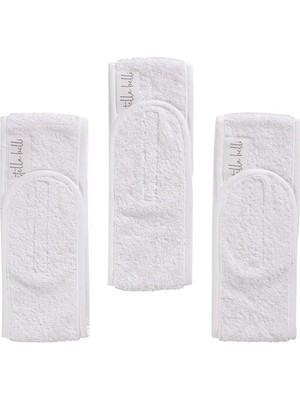 Renas Store Bandana | 3lü Set |%100 Pamuk Bukle Havlu, Cırt Bant Biyeli | Cilt Bakımı, Makyaj Saç Bandı | Beyaz