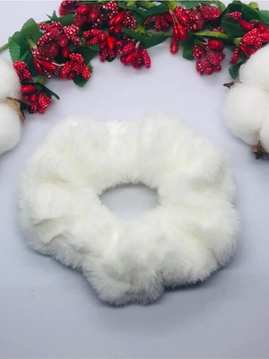 Renas Store Beyaz Peluş Lastik Toka Beyaz Tek Ebat