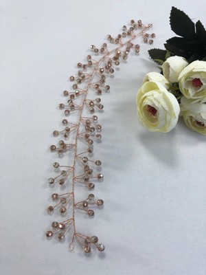 Renas Store Hobigram Bakır Rengi Kristalli Saç ve Türban Aksesuarı