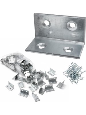 Renas Store (25 Adet) Metal Köşebent 40X20X20 mm L Demiri Gönye Mobilya Dolap Duvar Sabitleme Bağlantı Aparatı