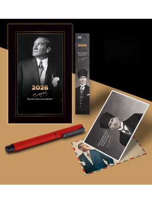 Renas Store 2026 Istikbal Atatürk Ajandası Ayraç Kartpostal Kalem - Kırmızı