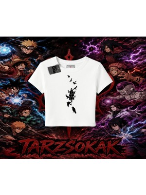 Tarzsokak Itachi Uchiha Naruto Anime Karakteri Kadın Baby Tee Beyaz